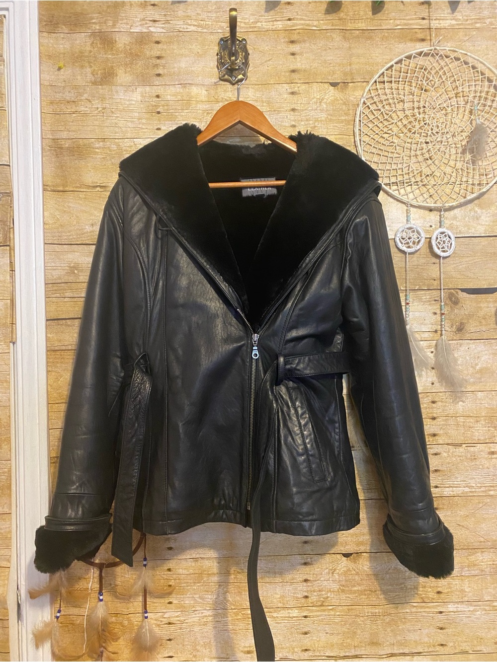 Wilsons Leather Faux Fur Belted Trench Jacket with Asymmetrical Zip - Picture 15 of 16